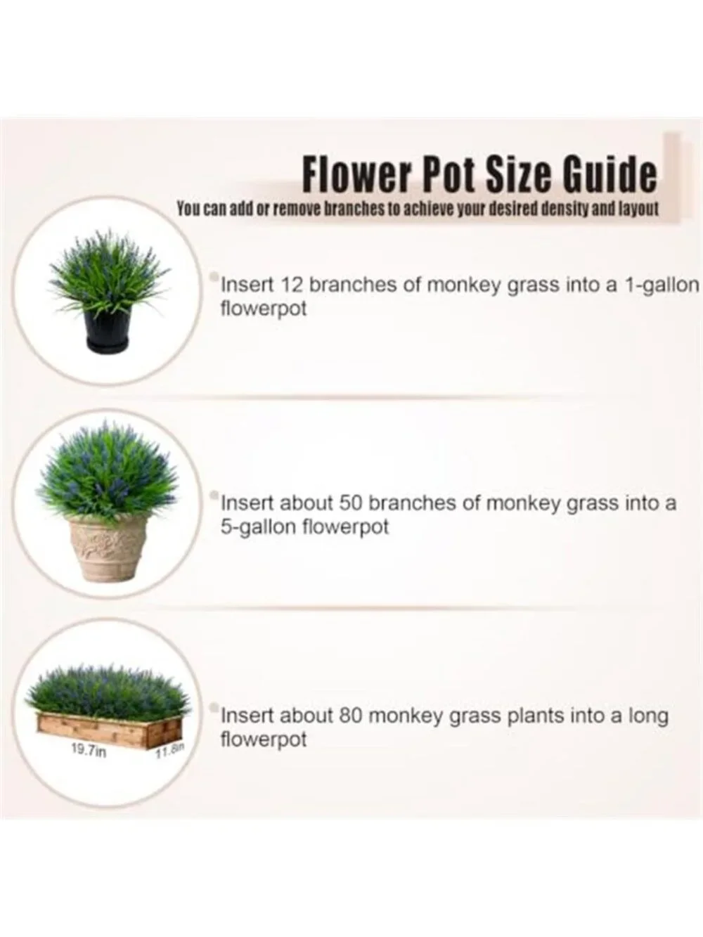 Artificial Plants Outdoor Fake Monkey Grass with Flowers for Pot UV Resistant